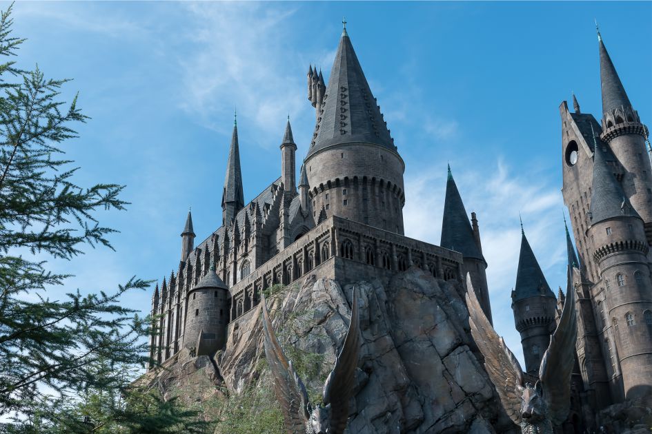 Фото замка Волшебного мира Гарри Поттера в парке развлечений Islands of Adventures в Орландо