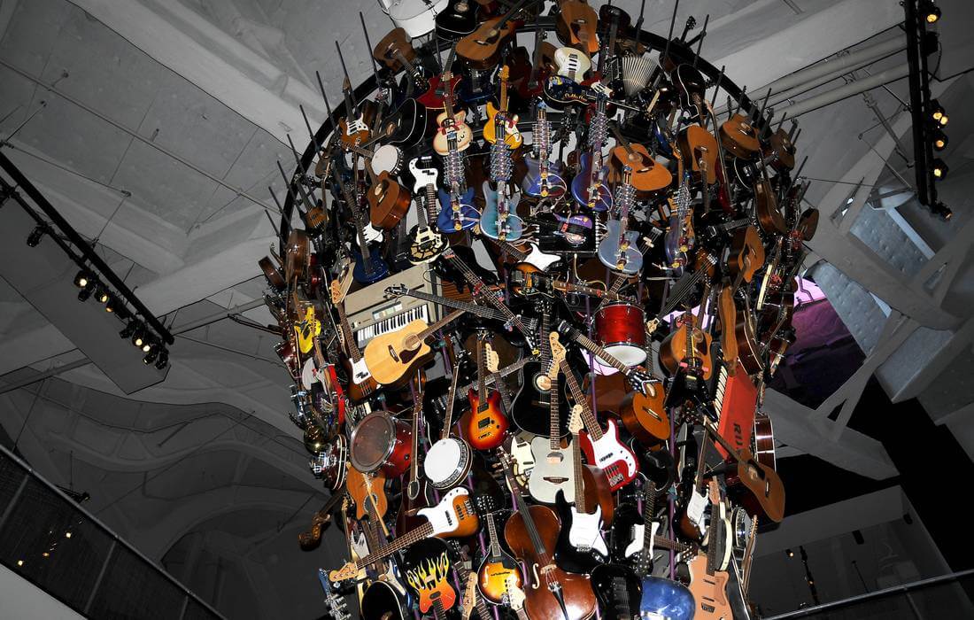 Installation with guitars in MoPOP, Seattle — American Butler