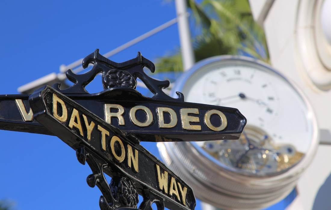 Driving direction and sign that says Rodeo Drive in California - American butler