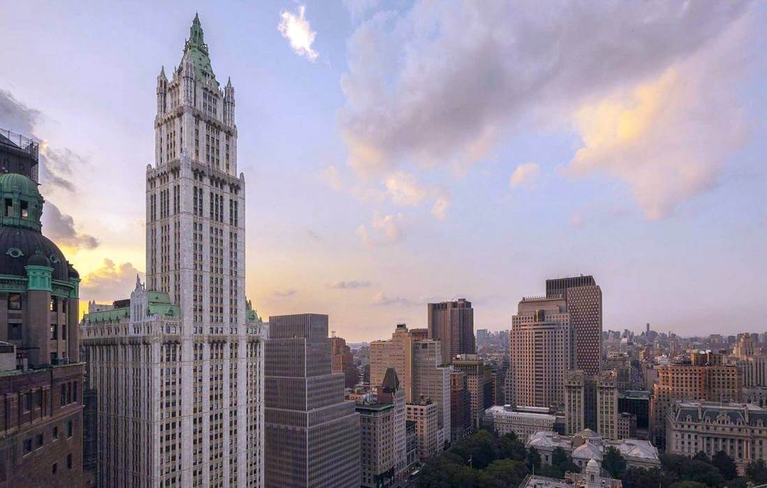 View of the Woolworth Building in New York City - American Butler