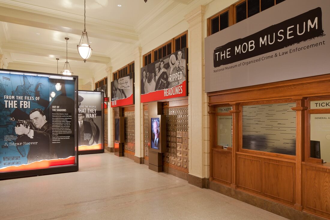 The Mob Museum — photo of the lobby of the Mob Museum in Las Vegas — American Butler