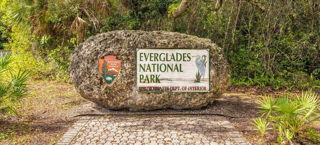 Everglades National Park — Photo of Plaque Entrance Sign — American Butler