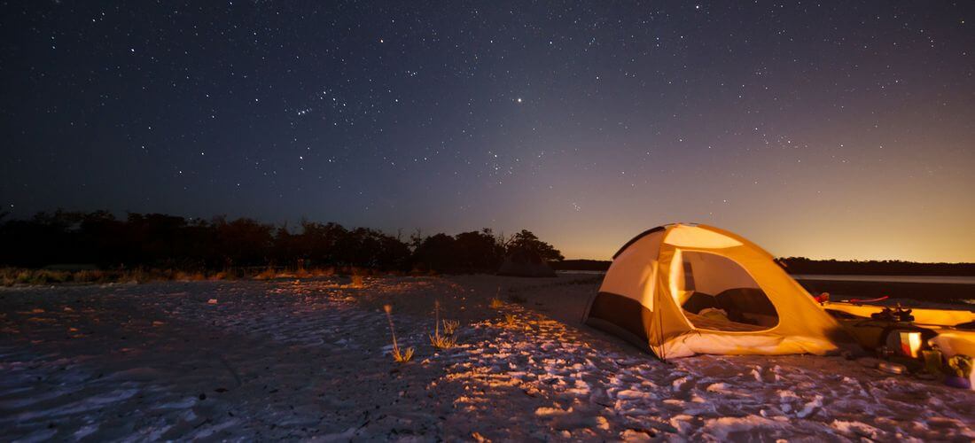 Florida National Parks — Photo Tents on a Beach Under the Stars — American Butler