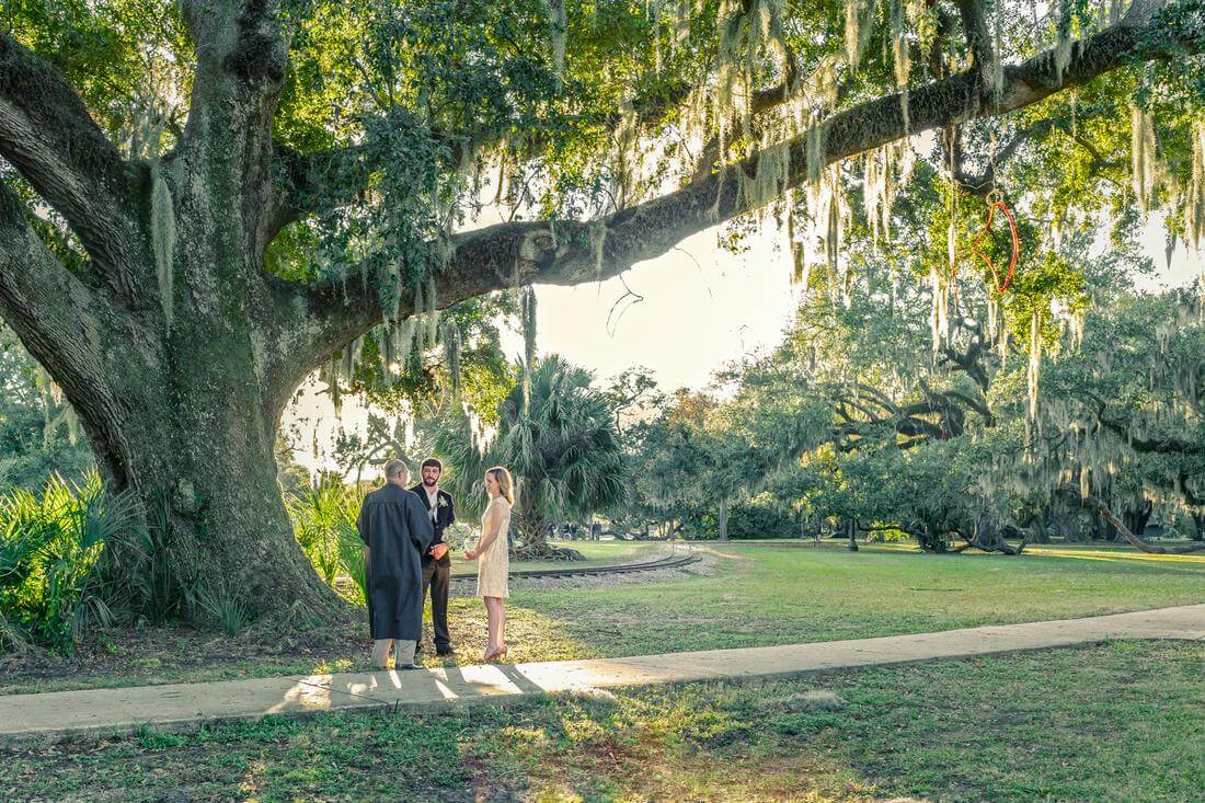Фото Городского Парка в Новом Орлеан - венчание под дубом - American Butler