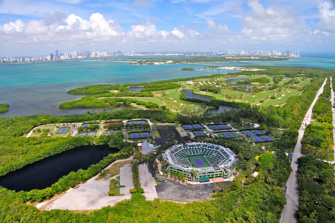 Attractions of Key Biscayne Island in Miami — Photo of the Miami Open Tennis Stadium — American Butler