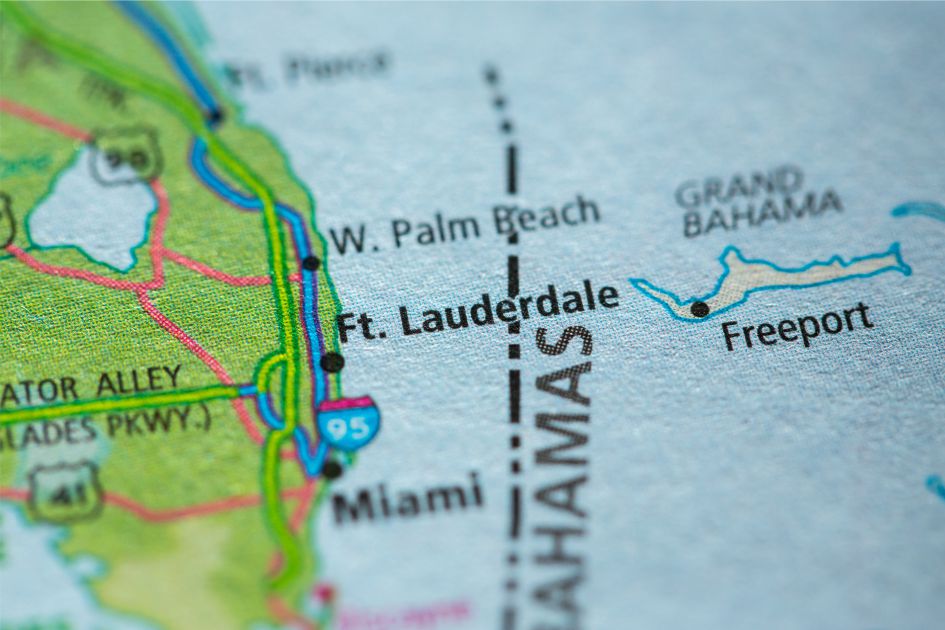 Photo location on the map of the city of Fort Lauderdale in the USA between Miami and West Palm Beach — American Butler