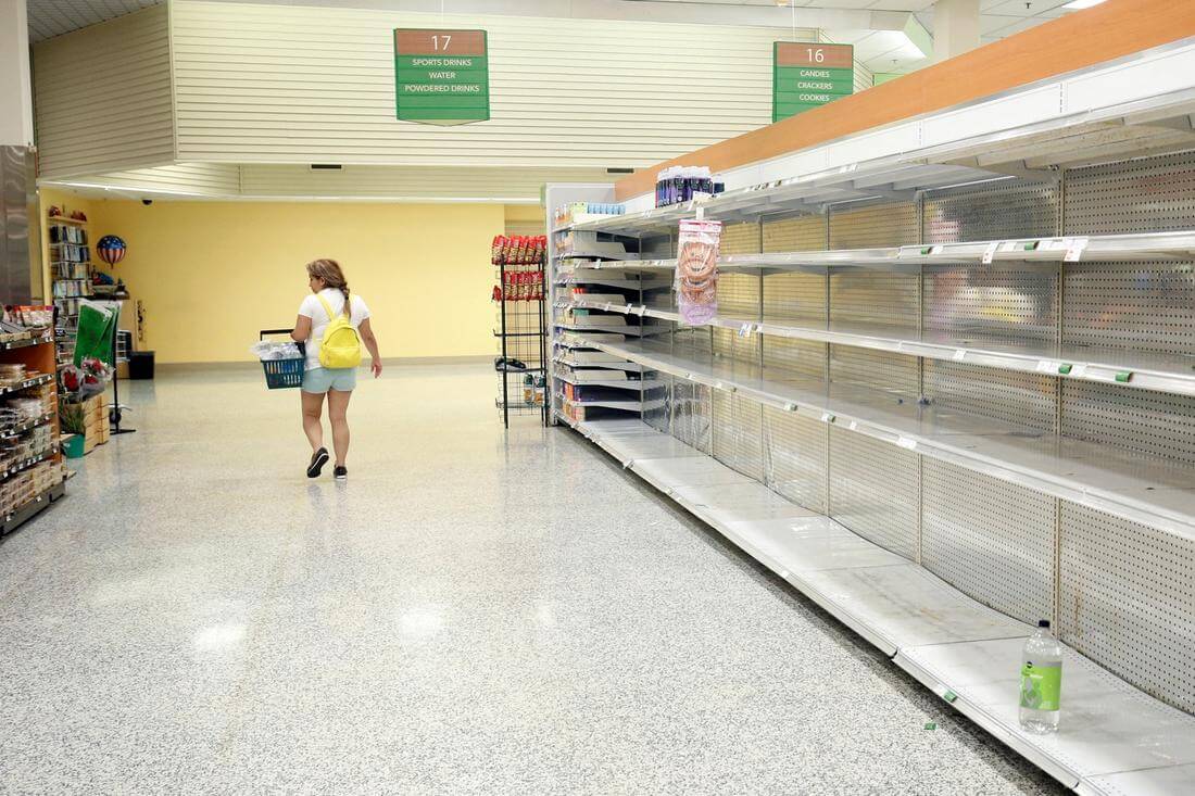 Tips: what to do if a hurricane came — photos of empty store shelves — American Butler