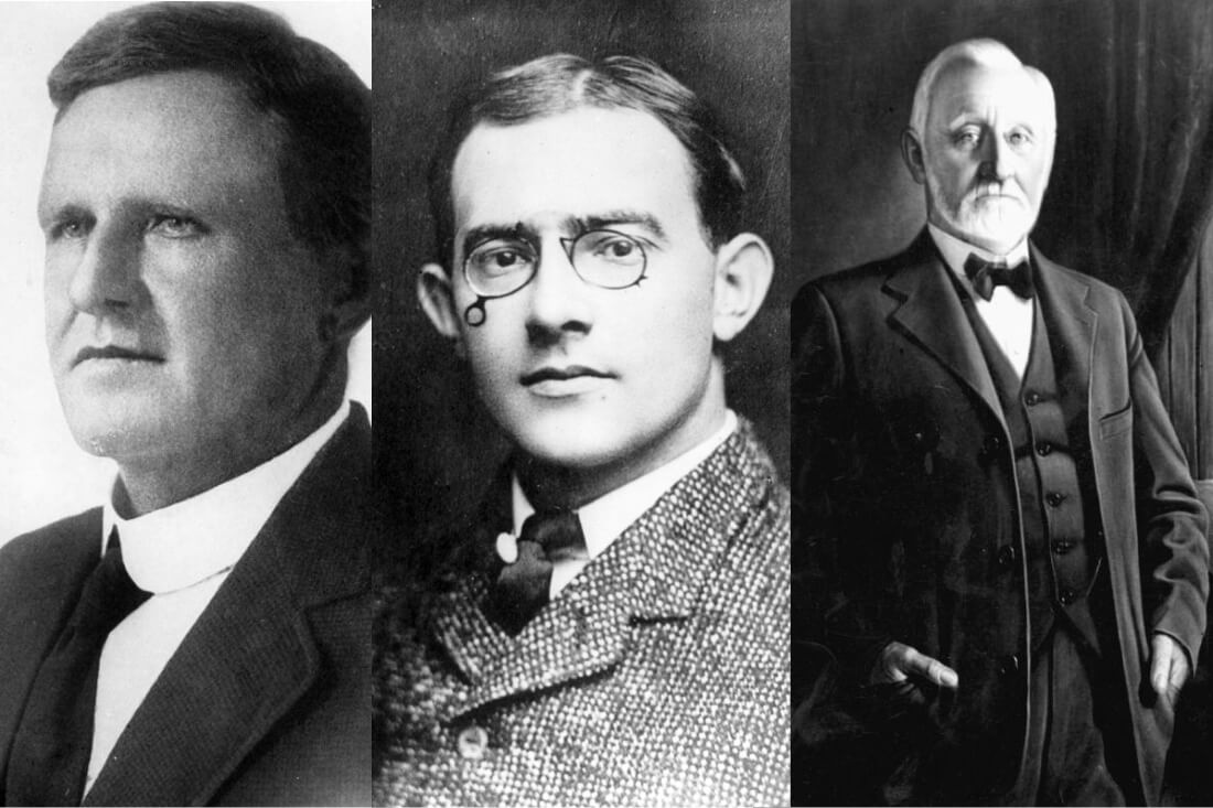 Photo of the outstanding founders of Miami (from left to right): William Brickell, Karl Fisher, John S. Collins - American Butler