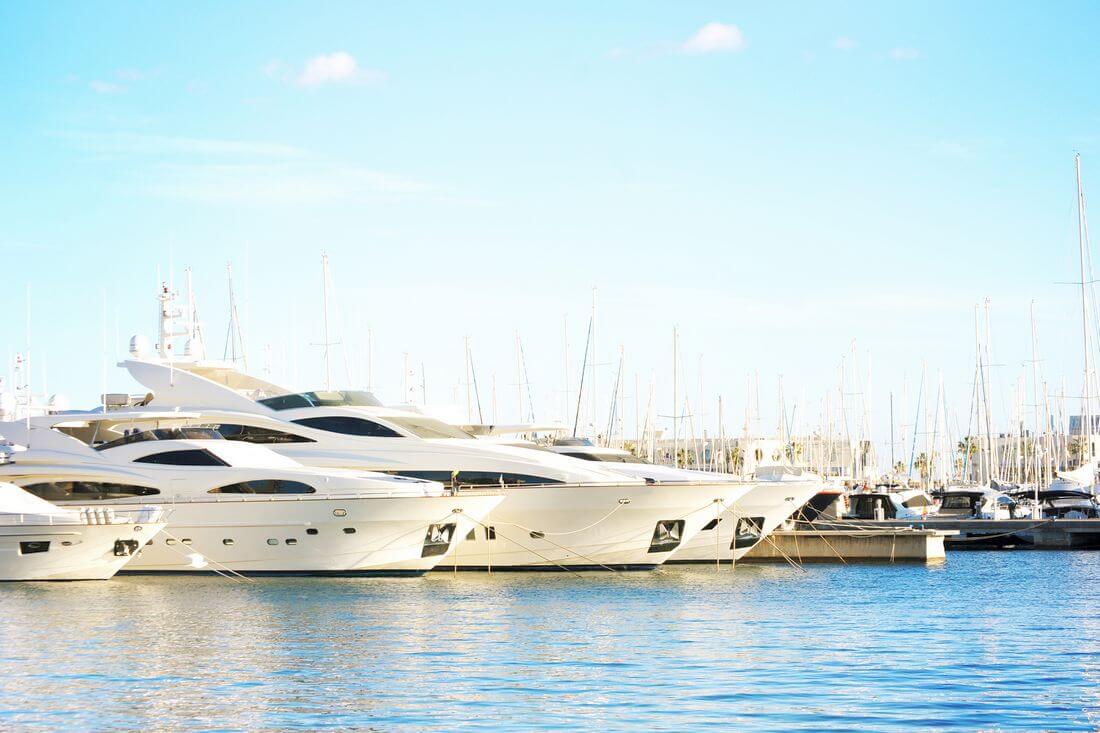 Miami yacht charter - photo of parking with parked boats - American Butler